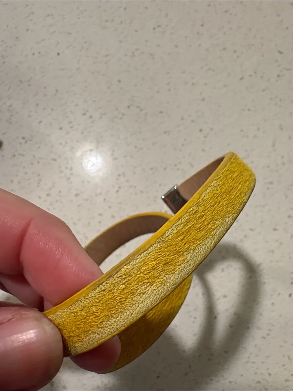 Rustic Cuff Yellow Double Wrap Leather Bracelet with Silver Clasp
